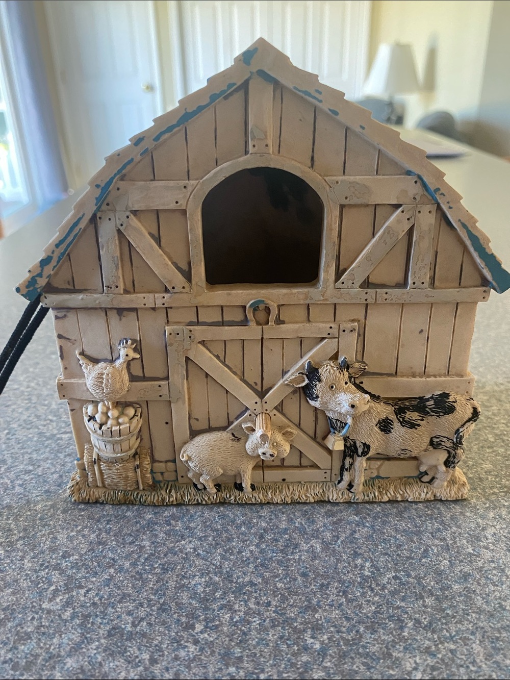 Rustic Farmhouse Barn Bird House with Animal Accents - Decorative Accent Outdoor